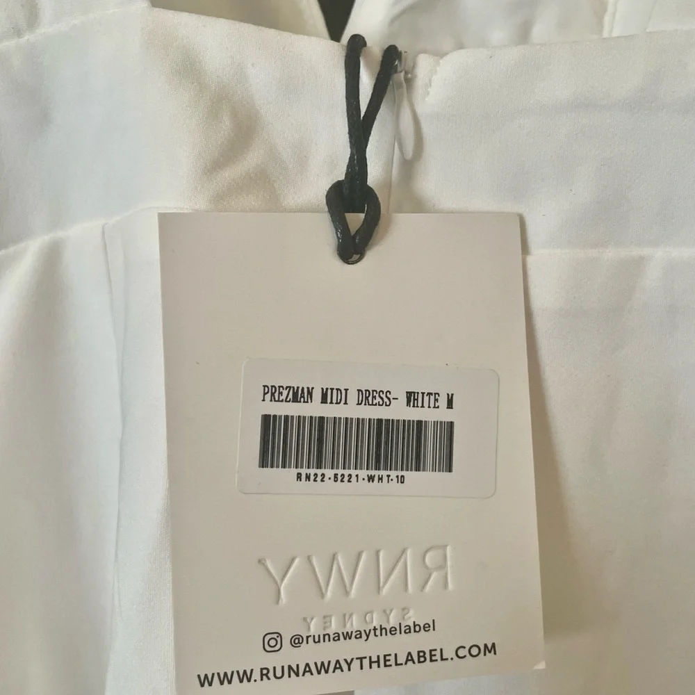 Runway the Label Prezman Midi Deep Plunge White Dress - Picture 6 of 8